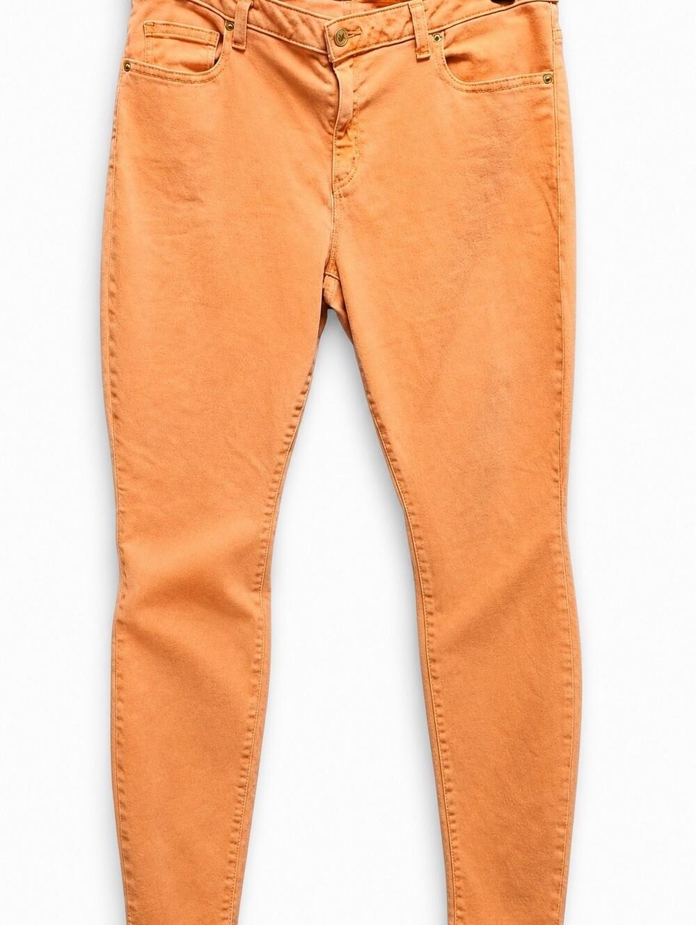 Michael Kors Izzy Skinny Jeans Size 12 Orange Stretch Denim Gold Hardware